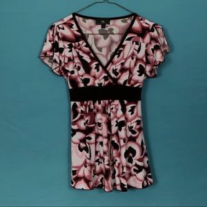 Pink & Brown Empire Waist Shirt, size M